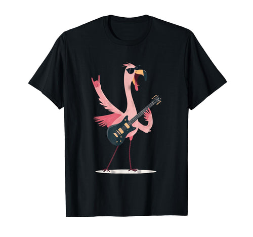 Flamingo Rock Music Guitar Player T-Shirt - Novelty Apparel for Adults - T-Shirt, Sweatshirt, Hoodie