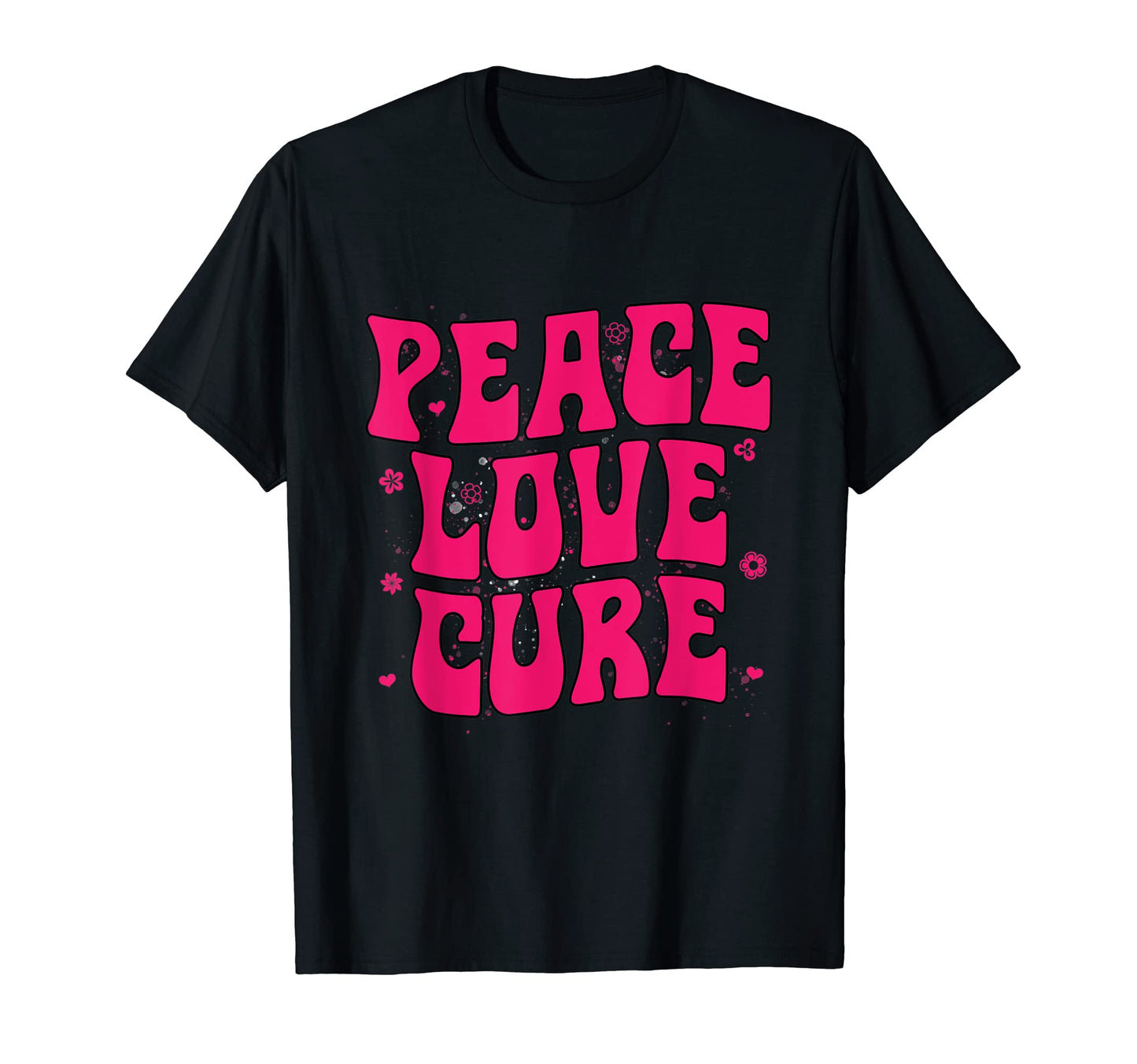 Groovy Breast Cancer Awareness Peace T-Shirt - Novelty Apparel Men Women - T-Shirt, Sweatshirt, Hoodie