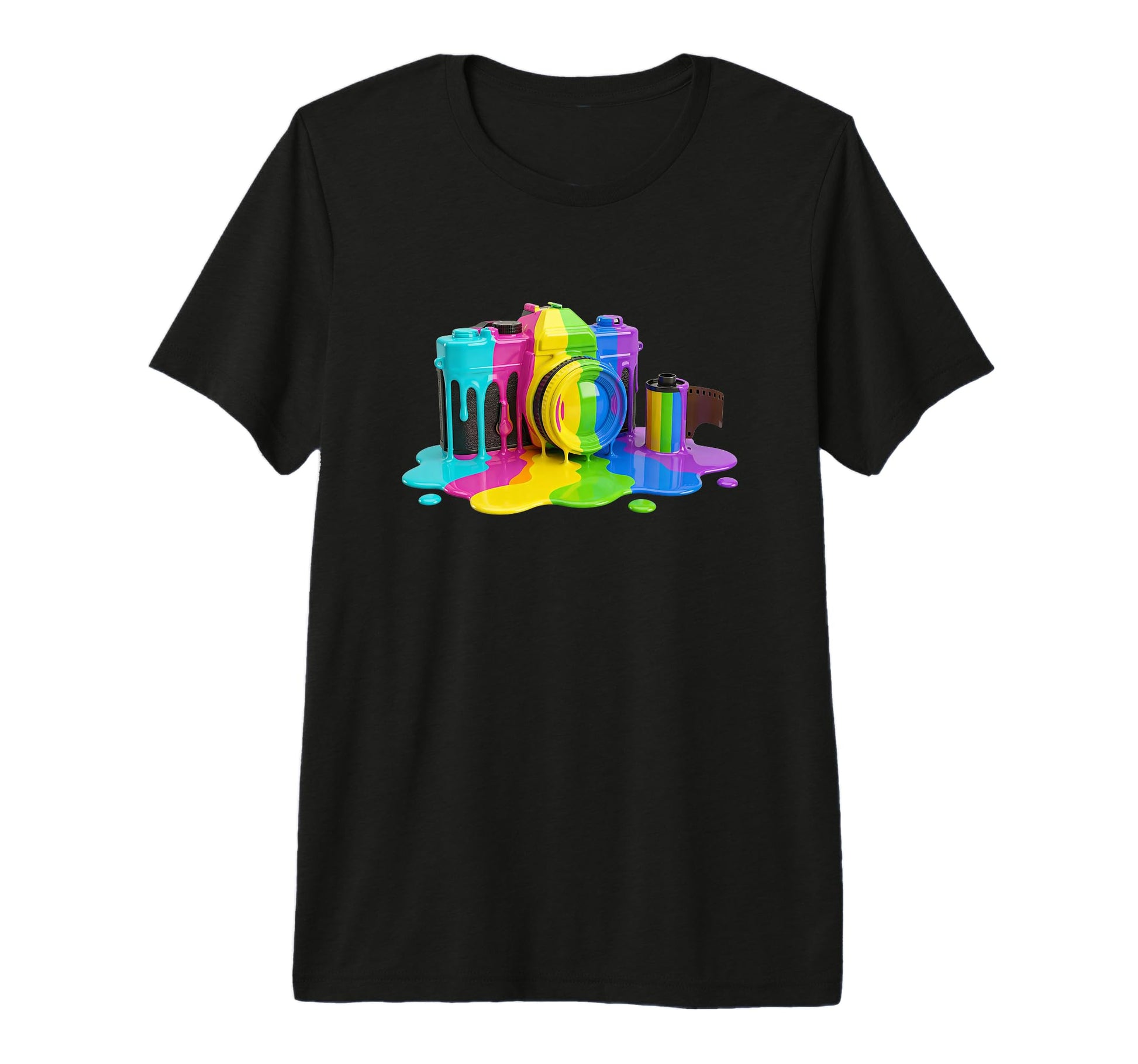Photo Camera Fluid Colorful Paint T-Shirt - Aesthetic Graphic Unisex - T-Shirt, Sweatshirt, Hoodie
