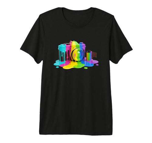 Photo Camera Fluid Colorful Paint T-Shirt - Aesthetic Graphic Unisex - T-Shirt, Sweatshirt, Hoodie