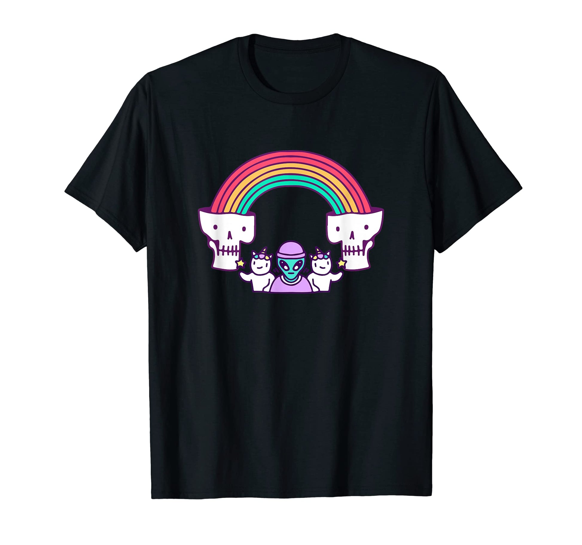 Skull Aliens Cat Funny Earth Party T-Shirt - Graphic Print Men Women - T-Shirt, Sweatshirt, Hoodie