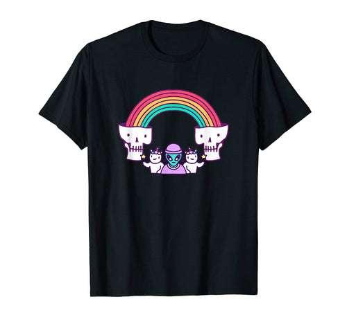 Skull Aliens Cat Funny Earth Party T-Shirt - Graphic Print Men Women - T-Shirt, Sweatshirt, Hoodie