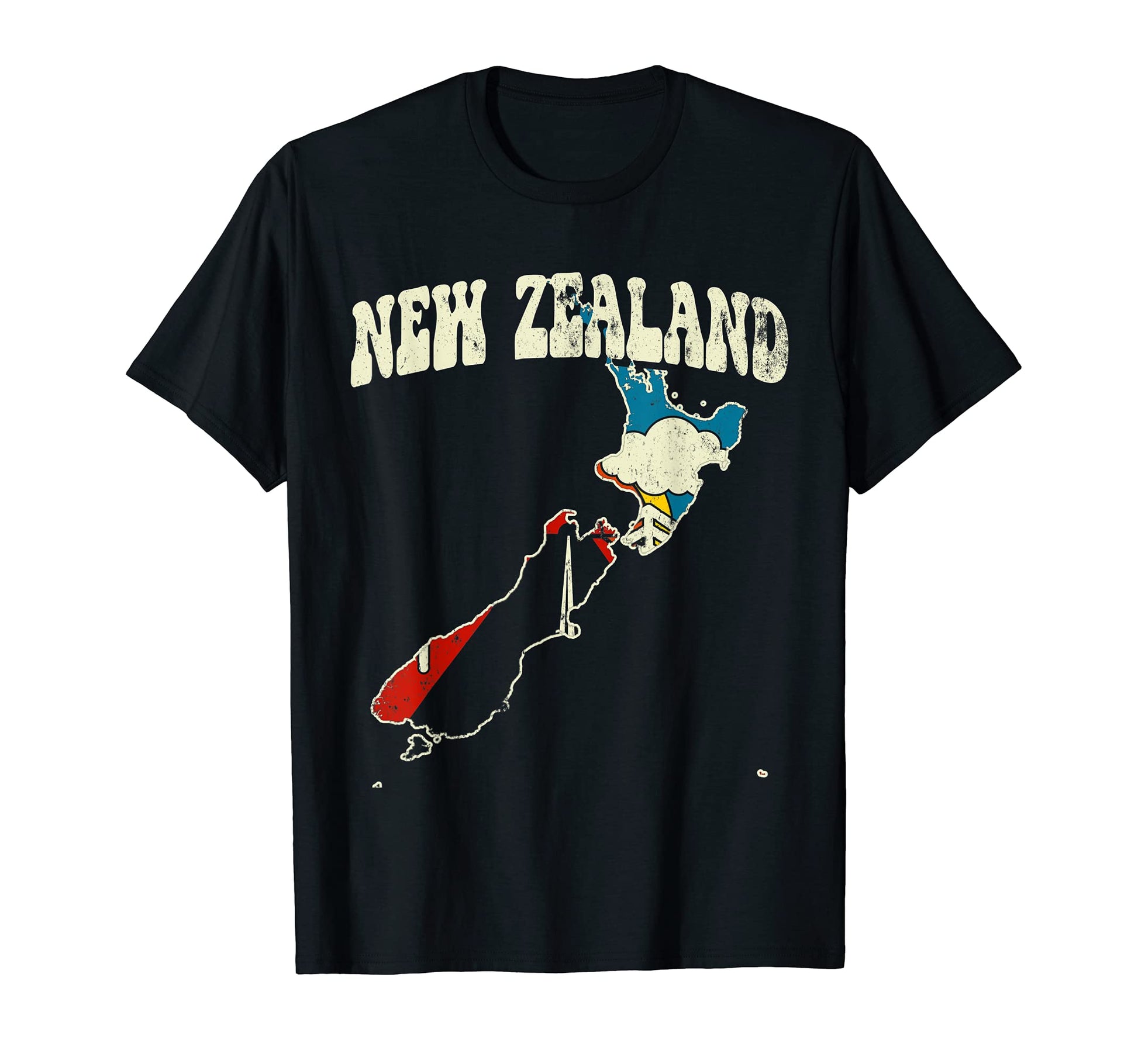 New Zealand Country Rainbow 70S Map T-Shirt - Graphic Print Men Women - T-Shirt, Sweatshirt, Hoodie