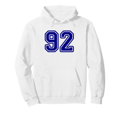 Blue Sport Team Number 92 Hoodie - Casual Everyday Wear Unisex - T-Shirt, Sweatshirt, Hoodie