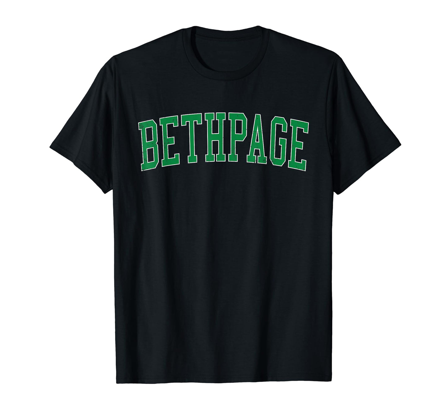 Bethpage Ny Distressed Green Varsity T-Shirt - Unique Graphic for Adults - T-Shirt, Sweatshirt, Hoodie