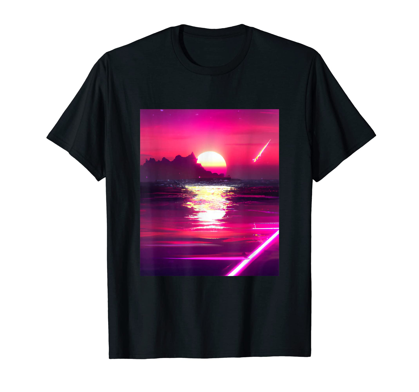 Vaporwave Sun Synthwave Sunset T-Shirt - Custom Art Print Men Women - T-Shirt, Sweatshirt, Hoodie