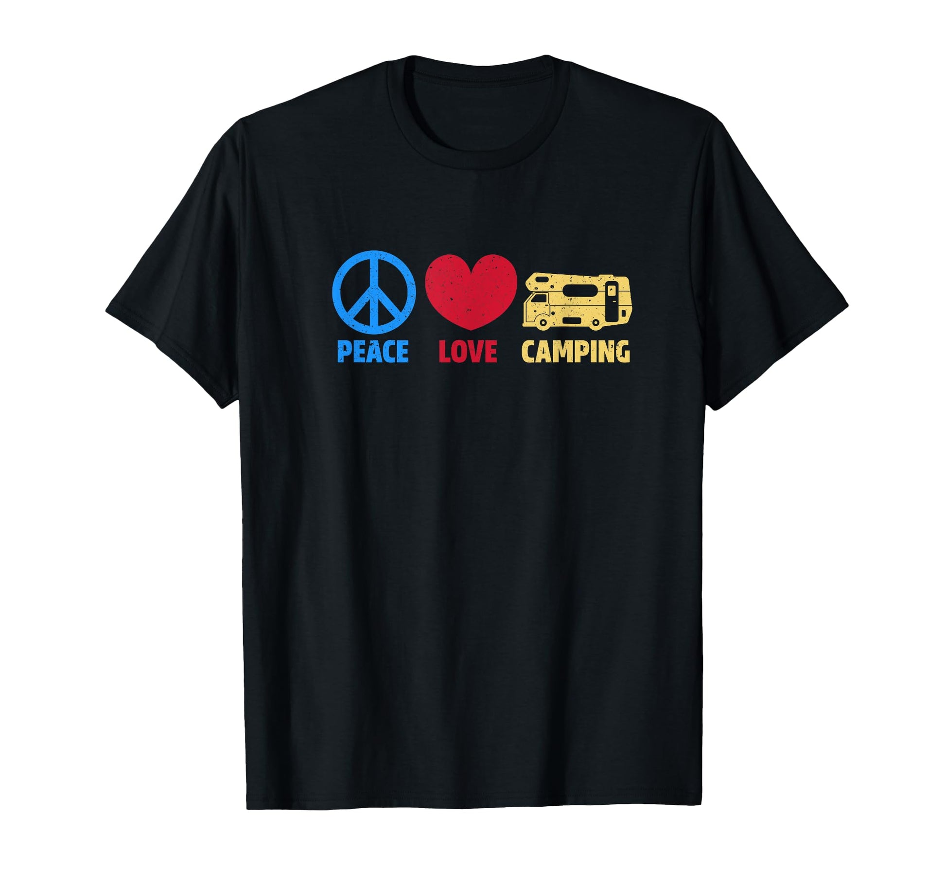 Real Happiness Is Peace Love And Camping T-Shirt - Graphic Print for Adults - T-Shirt, Sweatshirt, Hoodie