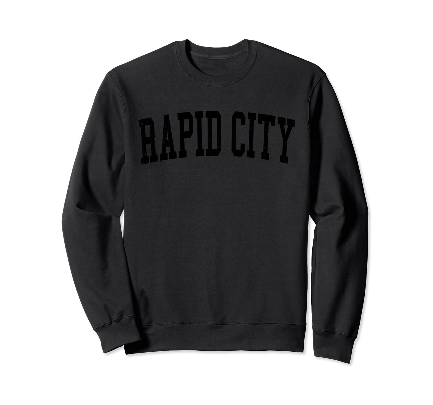Rapid City Sd Distressed Black Sweatshirt - Trendy Graphic for Adults - T-Shirt, Sweatshirt, Hoodie