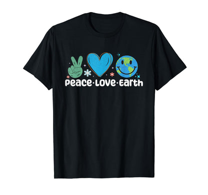 Peace Love Earth T-Shirt - Custom Art Print Men Women - T-Shirt, Sweatshirt, Hoodie