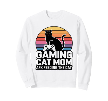 Gaming Cat Mom Afk Feeding Cat Gamer Sweatshirt - Fun Novelty Design Unisex - T-Shirt, Sweatshirt, Hoodie