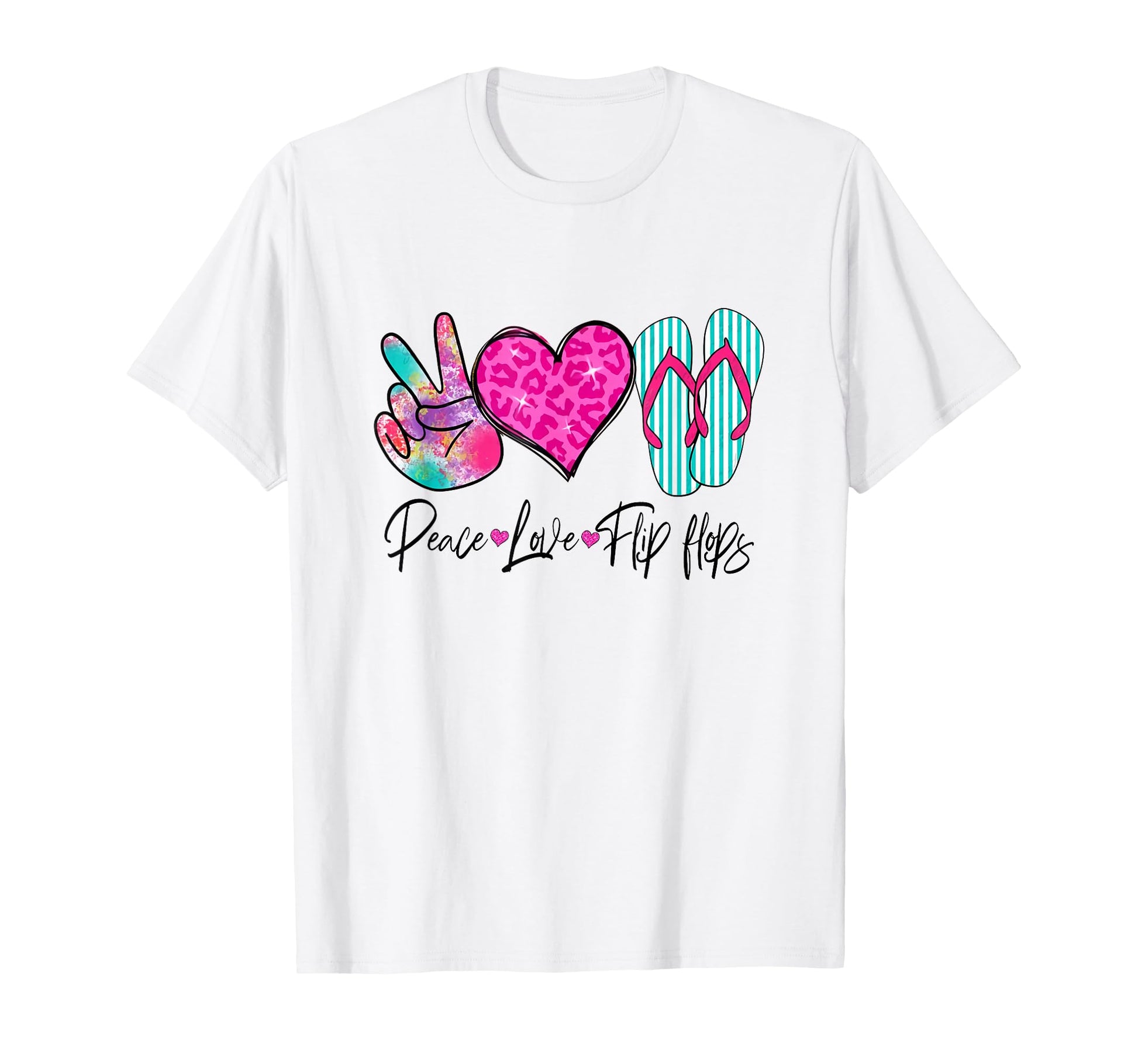 Peace Love Flip Flops Funny Hello Summer T-Shirt - Novelty Apparel Unisex - T-Shirt, Sweatshirt, Hoodie