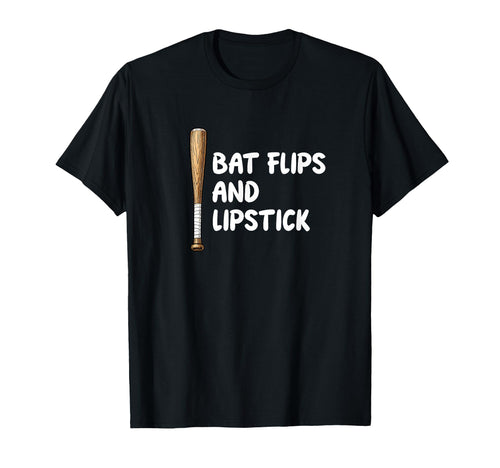 Bat Flips And Lipstick Baseball Mom T-Shirt - Minimalist Print for Adults - T-Shirt, Sweatshirt, Hoodie