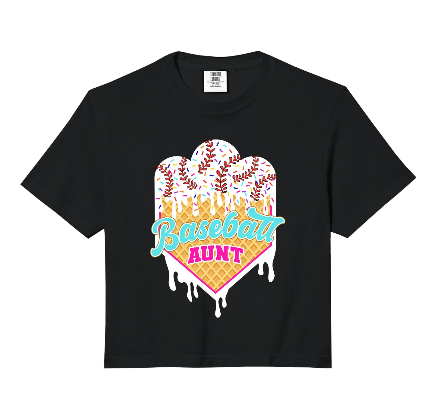 Baseball Aunt Ice Cream Drip Hoodie - Casual Everyday Wear for Adults - T-Shirt, Sweatshirt, Hoodie