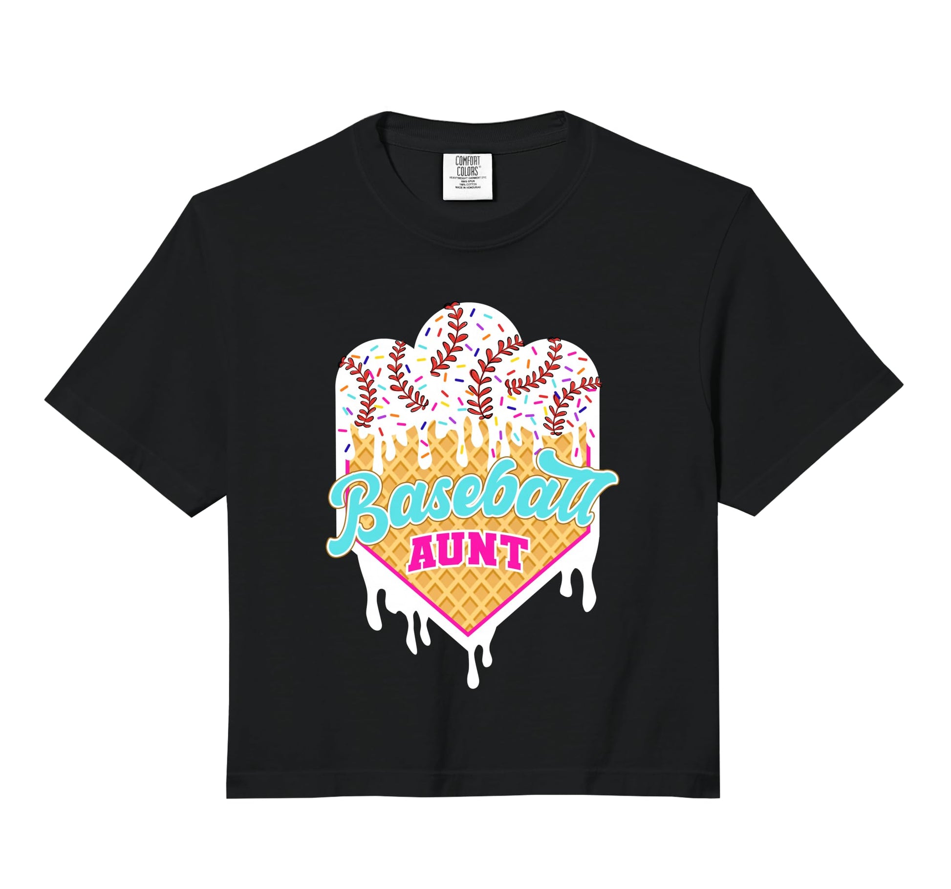 Baseball Aunt Ice Cream Drip Hoodie - Casual Everyday Wear for Adults - T-Shirt, Sweatshirt, Hoodie