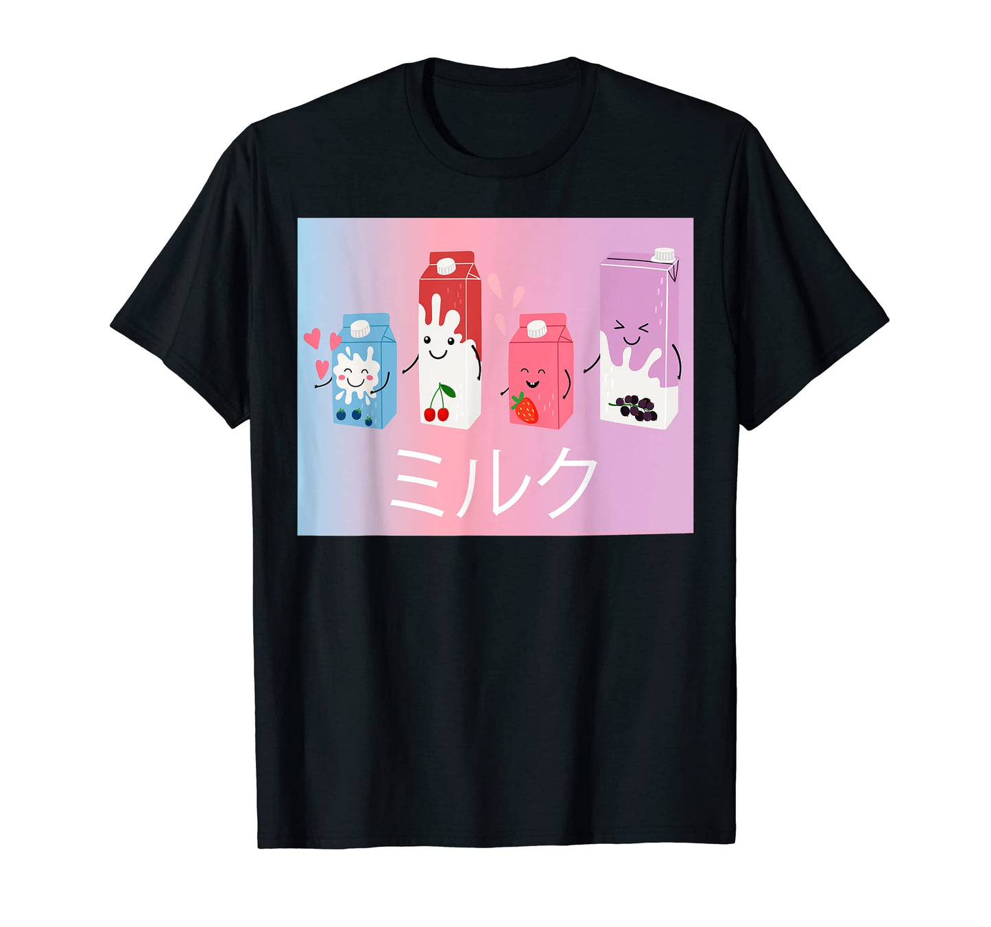 Berry Milk Juice Japanese Aesthetic T-Shirt - Trendy Graphic Men Women - T-Shirt, Sweatshirt, Hoodie