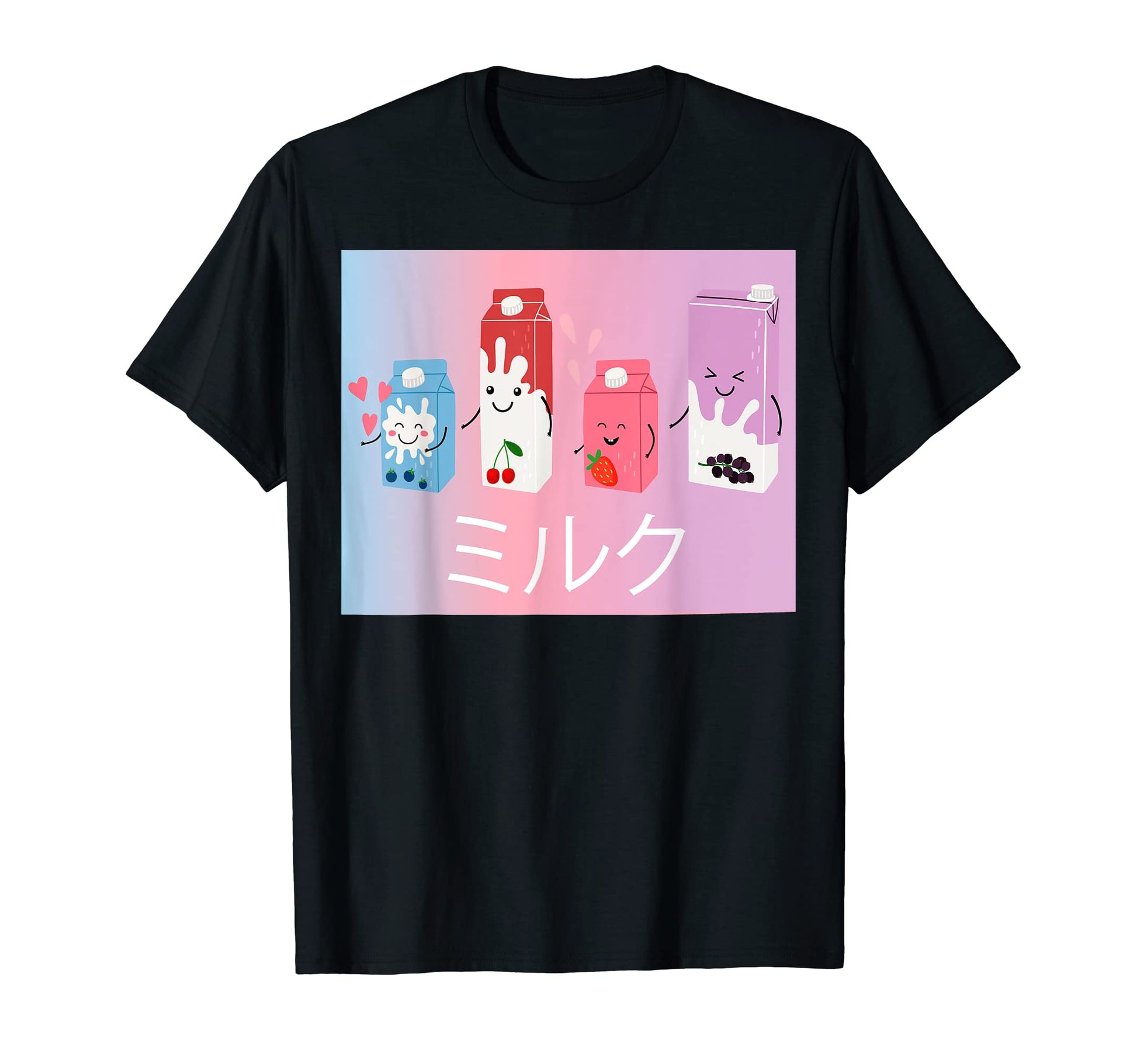Berry Milk Juice Japanese Aesthetic T-Shirt - Trendy Graphic Men Women - T-Shirt, Sweatshirt, Hoodie