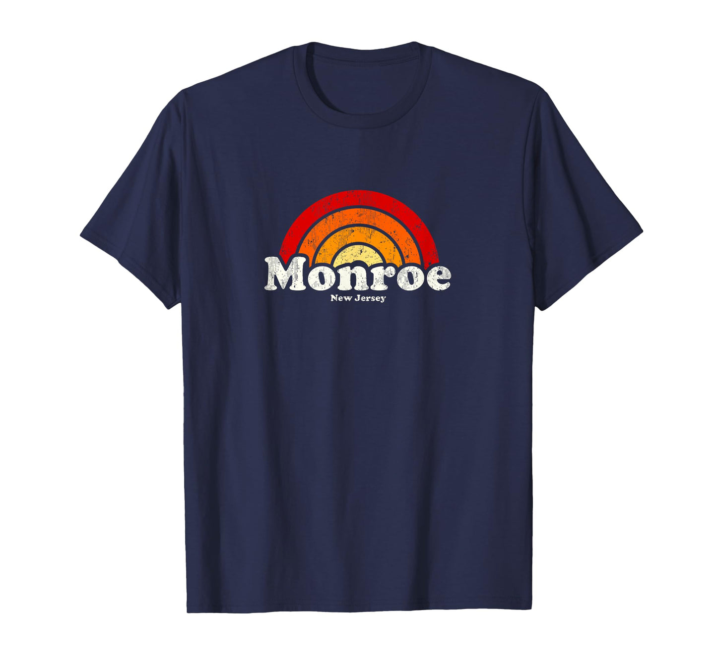 Monroe New Jersey Nj 70S Rainbow T-Shirt - Custom Art Print Men Women - T-Shirt, Sweatshirt, Hoodie