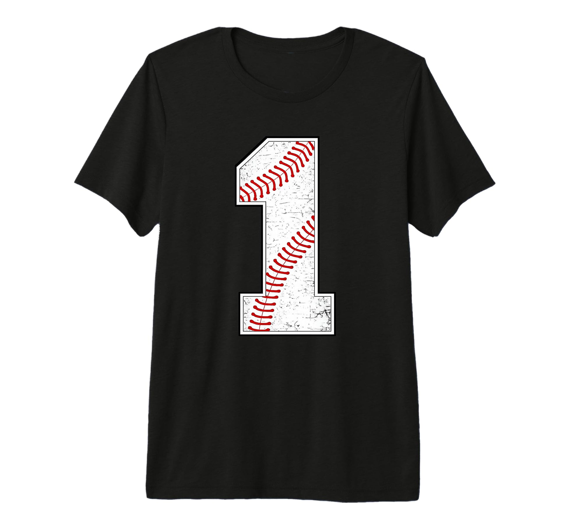 Baseball Jersey Number 1 Distressed T-Shirt - Novelty Apparel for Adults - T-Shirt, Sweatshirt, Hoodie