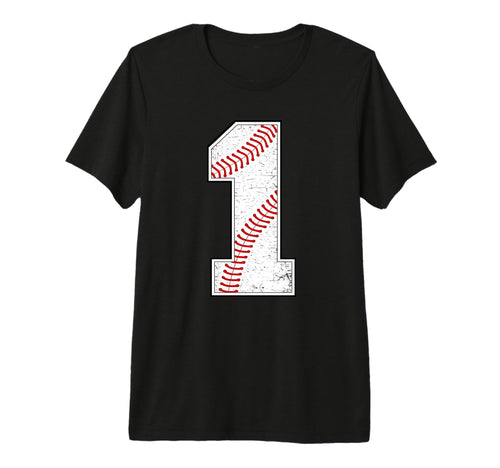 Baseball Jersey Number 1 Distressed T-Shirt - Novelty Apparel for Adults - T-Shirt, Sweatshirt, Hoodie