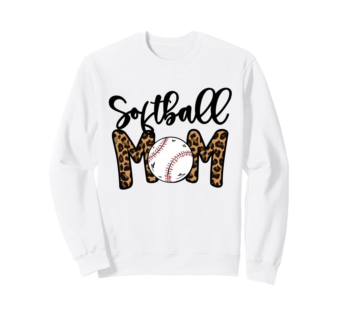 Softball Mom Leopard Softball Sweatshirt - Casual Everyday Wear Men Women - T-Shirt, Sweatshirt, Hoodie