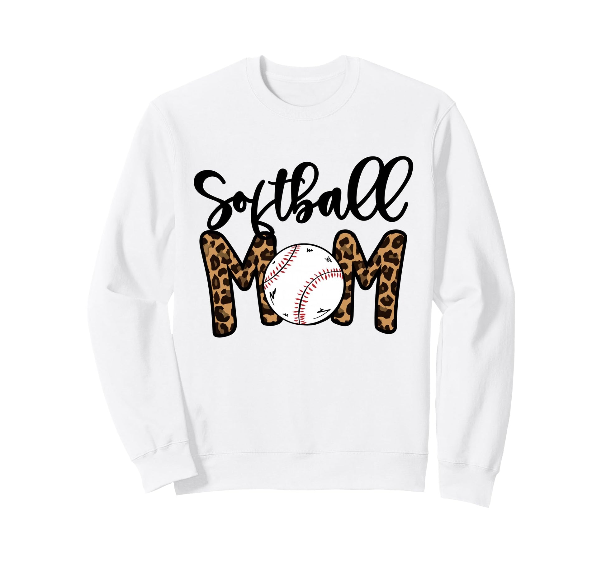Softball Mom Leopard Softball Sweatshirt - Casual Everyday Wear Men Women - T-Shirt, Sweatshirt, Hoodie