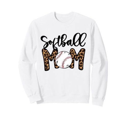 Softball Mom Leopard Softball Sweatshirt - Casual Everyday Wear Men Women - T-Shirt, Sweatshirt, Hoodie