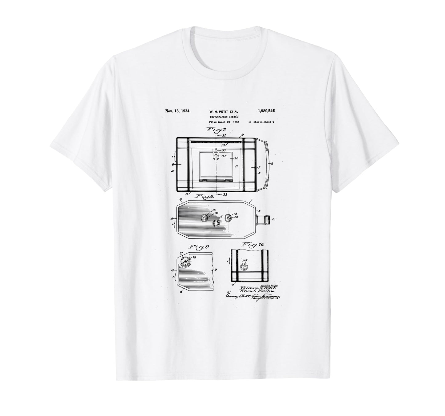 Camera Photographic Patent 1934 Drawing T-Shirt - Aesthetic Graphic Unisex - T-Shirt, Sweatshirt, Hoodie