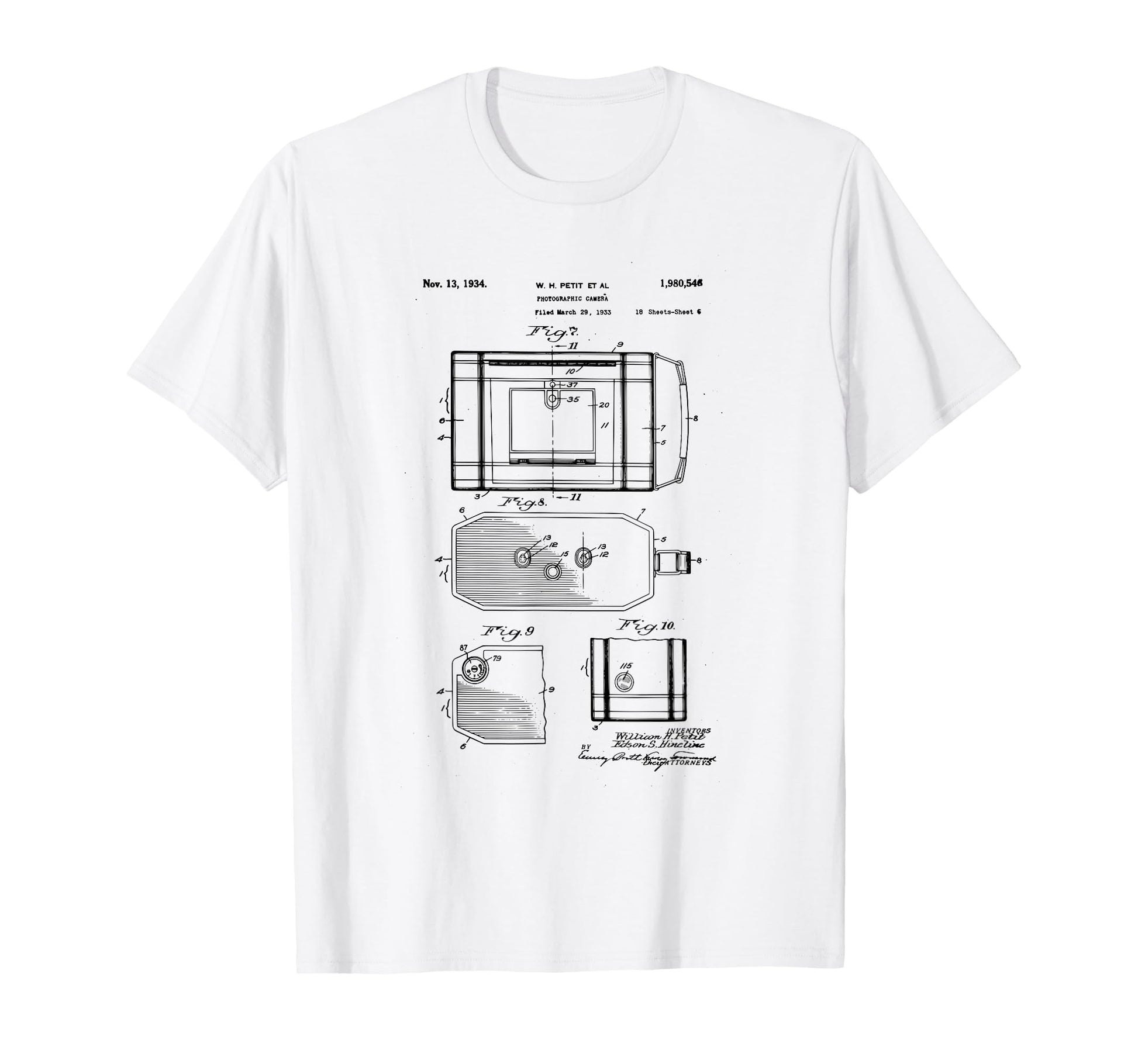 Camera Photographic Patent 1934 Drawing T-Shirt - Aesthetic Graphic Unisex - T-Shirt, Sweatshirt, Hoodie