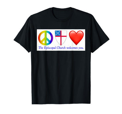 Funny Peace Love Episcopal Church T-Shirt - Fun Novelty Design Men Women - T-Shirt, Sweatshirt, Hoodie