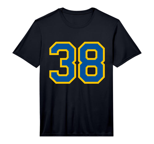 Blue Yellow Sport Team Number 38 T-Shirt - Fun Novelty Design Men Women - T-Shirt, Sweatshirt, Hoodie