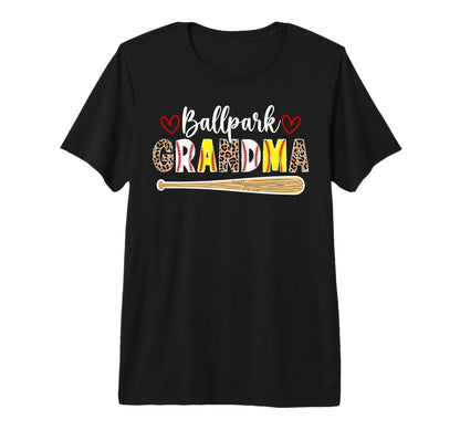 Ballpark Grandma Leopard Baseball T-Shirt - Trendy Graphic for Adults - T-Shirt, Sweatshirt, Hoodie