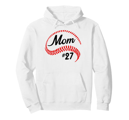Baseball Softball 27 Baseball Mom Mothers Hoodie - Unique Graphic Unisex - T-Shirt, Sweatshirt, Hoodie