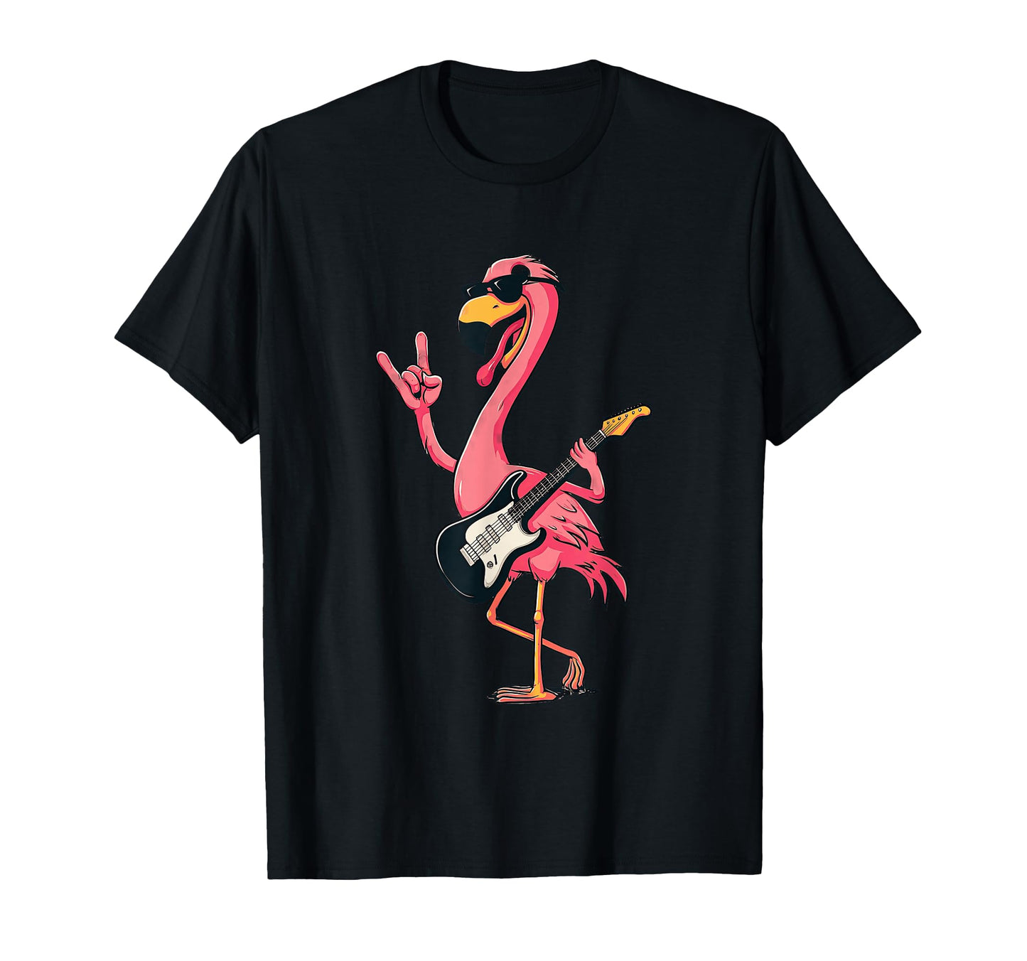 Flamingo Guitar Player Rock Music T-Shirt - Graphic Print Men Women - T-Shirt, Sweatshirt, Hoodie
