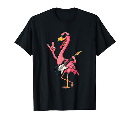 Flamingo Guitar Player Rock Music T-Shirt - Graphic Print Men Women - T-Shirt, Sweatshirt, Hoodie