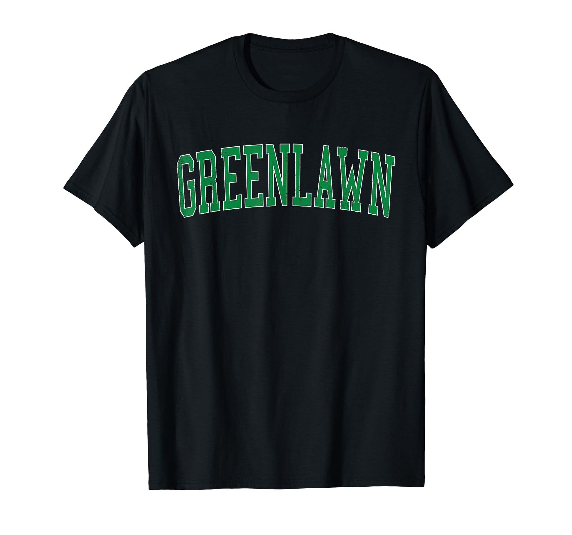 Greenlawn Ny Distressed Green Varsity T-Shirt - Unique Graphic for Adults - T-Shirt, Sweatshirt, Hoodie