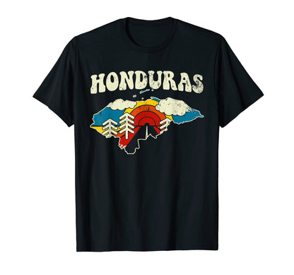 Honduras Hondurian Country Rainbow 70S T-Shirt - Trendy Graphic for Adults - T-Shirt, Sweatshirt, Hoodie