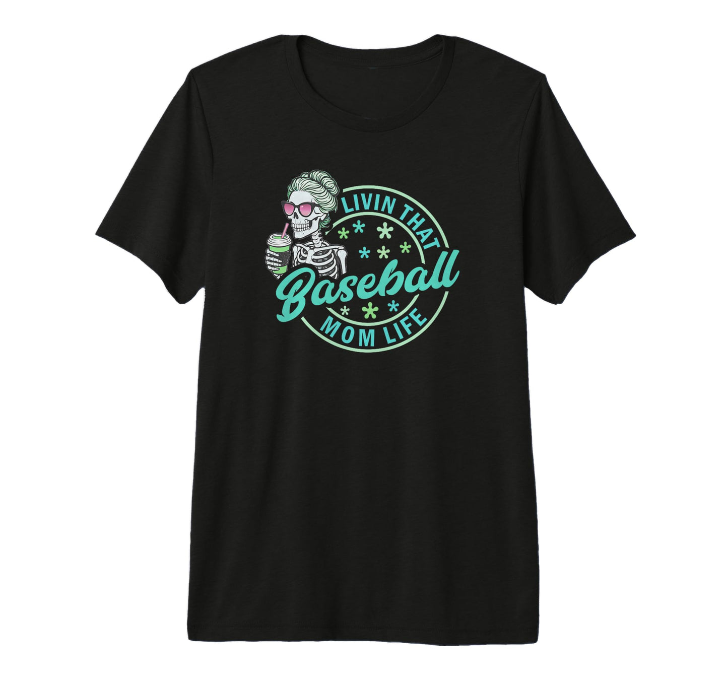 Baseball Mom Life Skeleton Shades T-Shirt - Aesthetic Graphic Unisex - T-Shirt, Sweatshirt, Hoodie