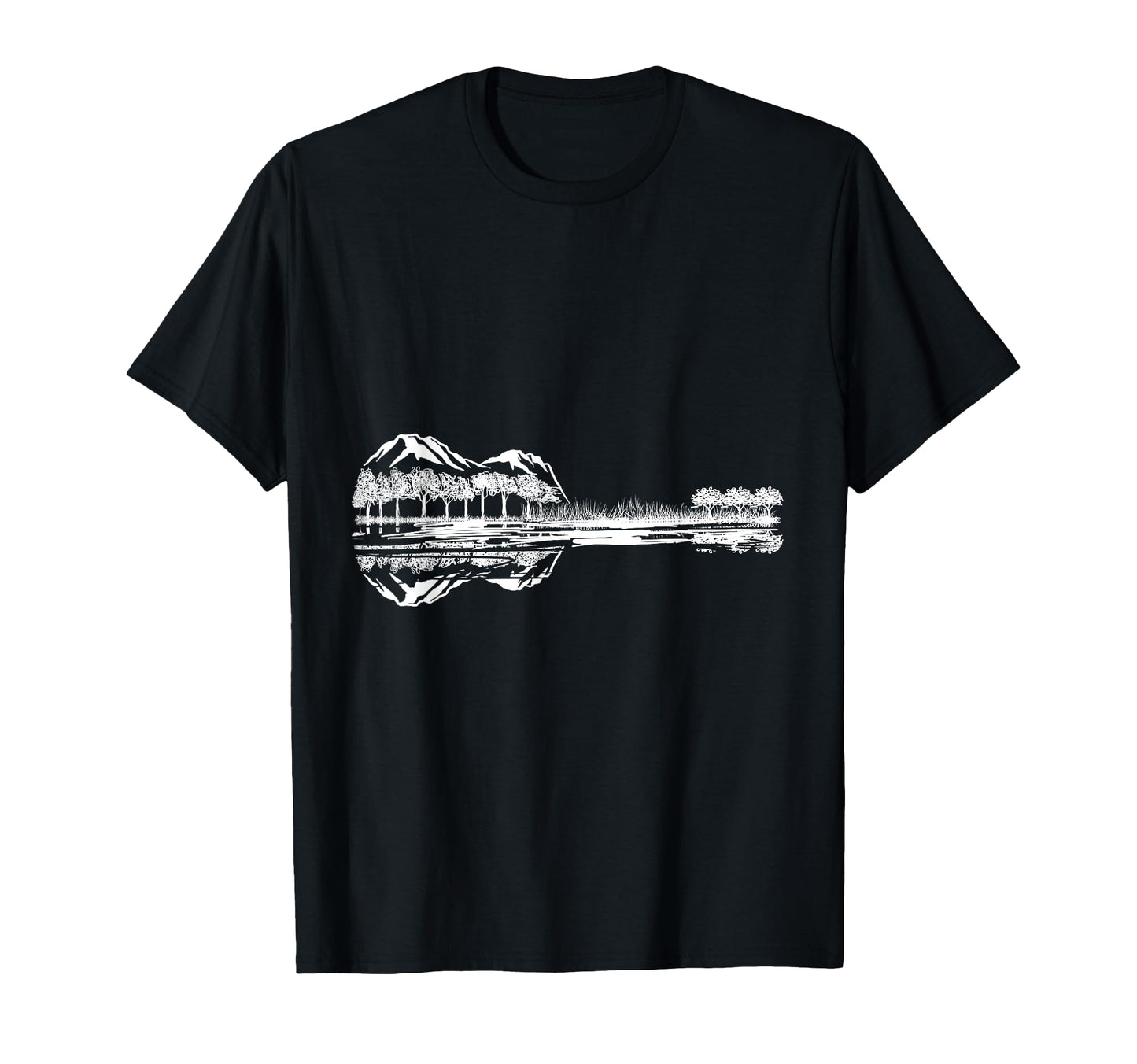 Guitar Lake Reflection Musician T-Shirt - Custom Art Print for Adults - T-Shirt, Sweatshirt, Hoodie