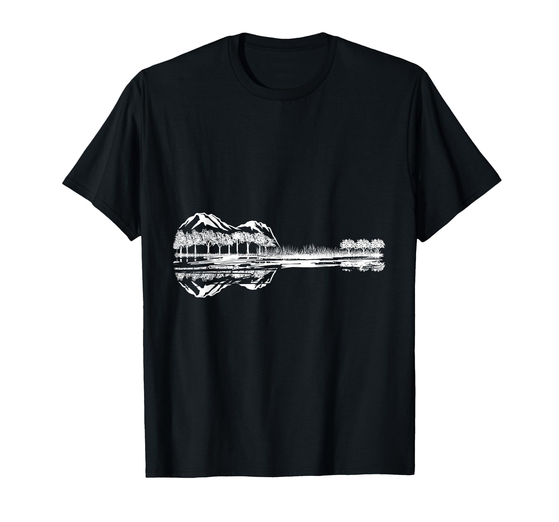 Guitar Lake Reflection Musician T-Shirt - Custom Art Print for Adults - T-Shirt, Sweatshirt, Hoodie