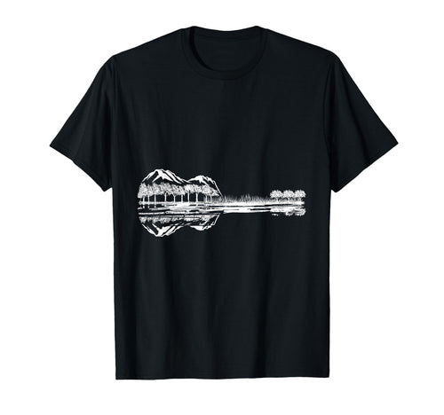 Guitar Lake Reflection Musician T-Shirt - Custom Art Print for Adults - T-Shirt, Sweatshirt, Hoodie