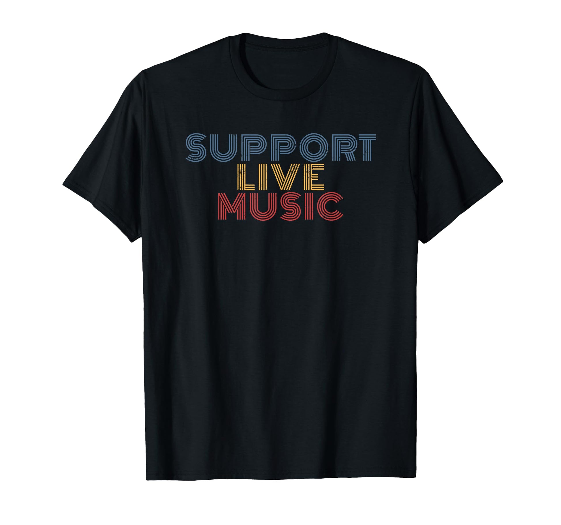 Support Live Music Rainbow Band T-Shirt - Fun Novelty Design for Adults - T-Shirt, Sweatshirt, Hoodie