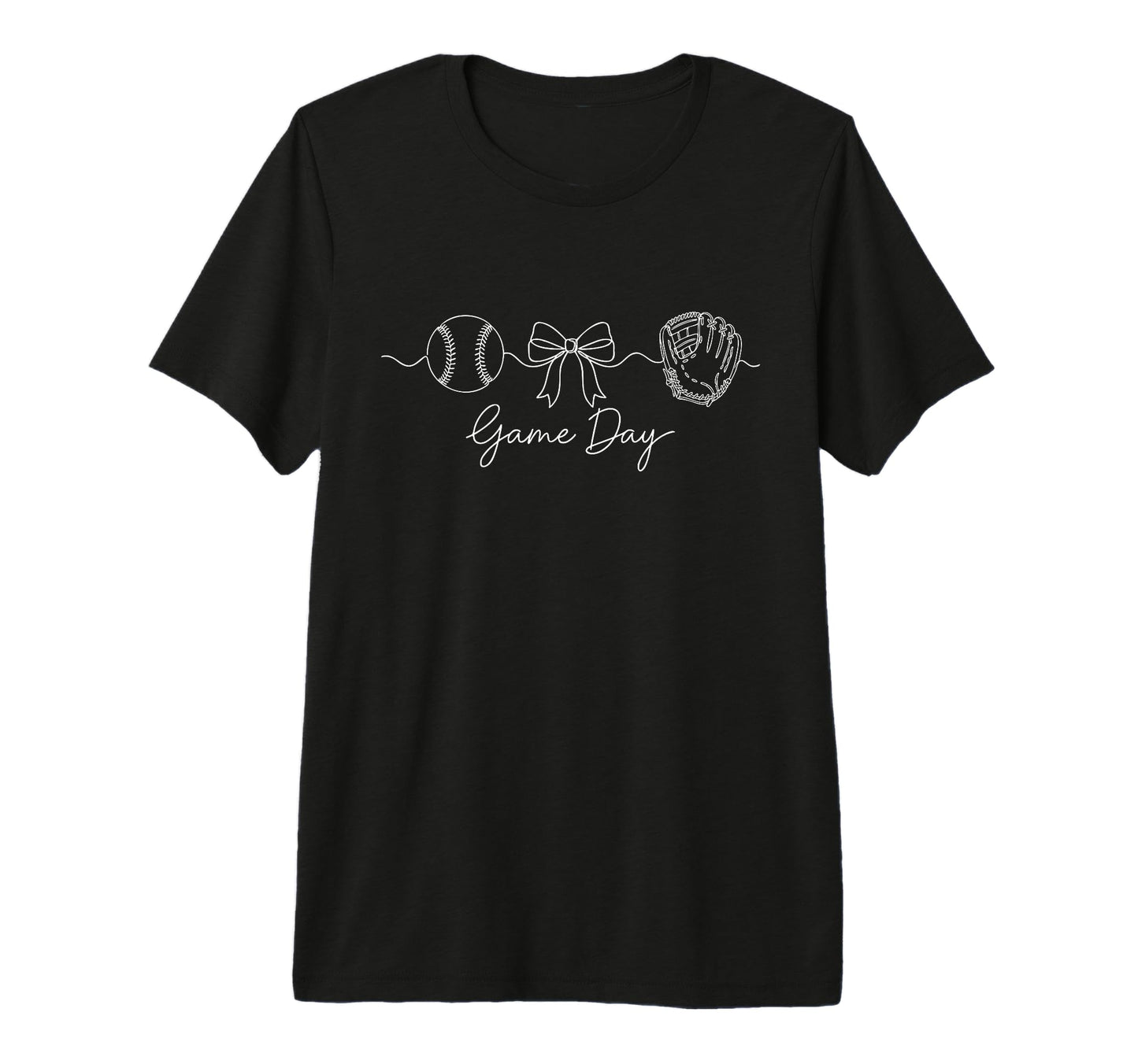 Game Day Baseball Mom Ball Bow Glove T-Shirt - Custom Art Print Unisex - T-Shirt, Sweatshirt, Hoodie