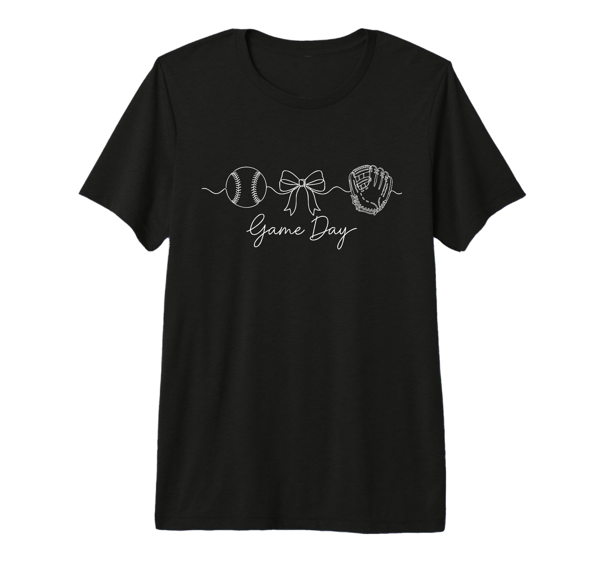 Game Day Baseball Mom Ball Bow Glove T-Shirt - Custom Art Print Unisex - T-Shirt, Sweatshirt, Hoodie