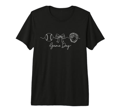 Game Day Baseball Mom Ball Bow Glove T-Shirt - Custom Art Print Unisex - T-Shirt, Sweatshirt, Hoodie