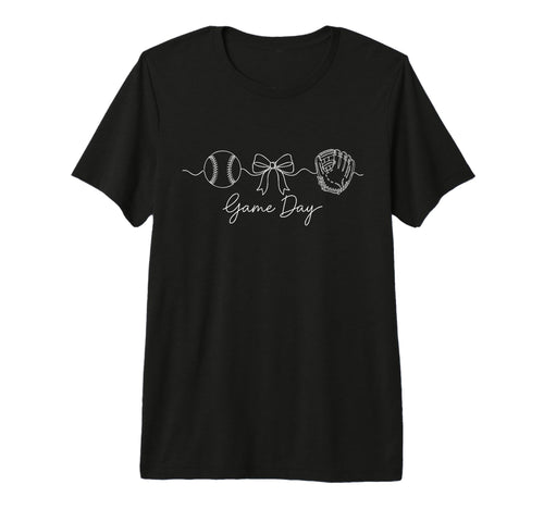 Game Day Baseball Mom Ball Bow Glove T-Shirt - Custom Art Print Unisex - T-Shirt, Sweatshirt, Hoodie