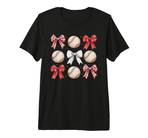 Baseball Coquette Bow Mom Sister Tri T-Shirt - Custom Art Print Unisex - T-Shirt, Sweatshirt, Hoodie