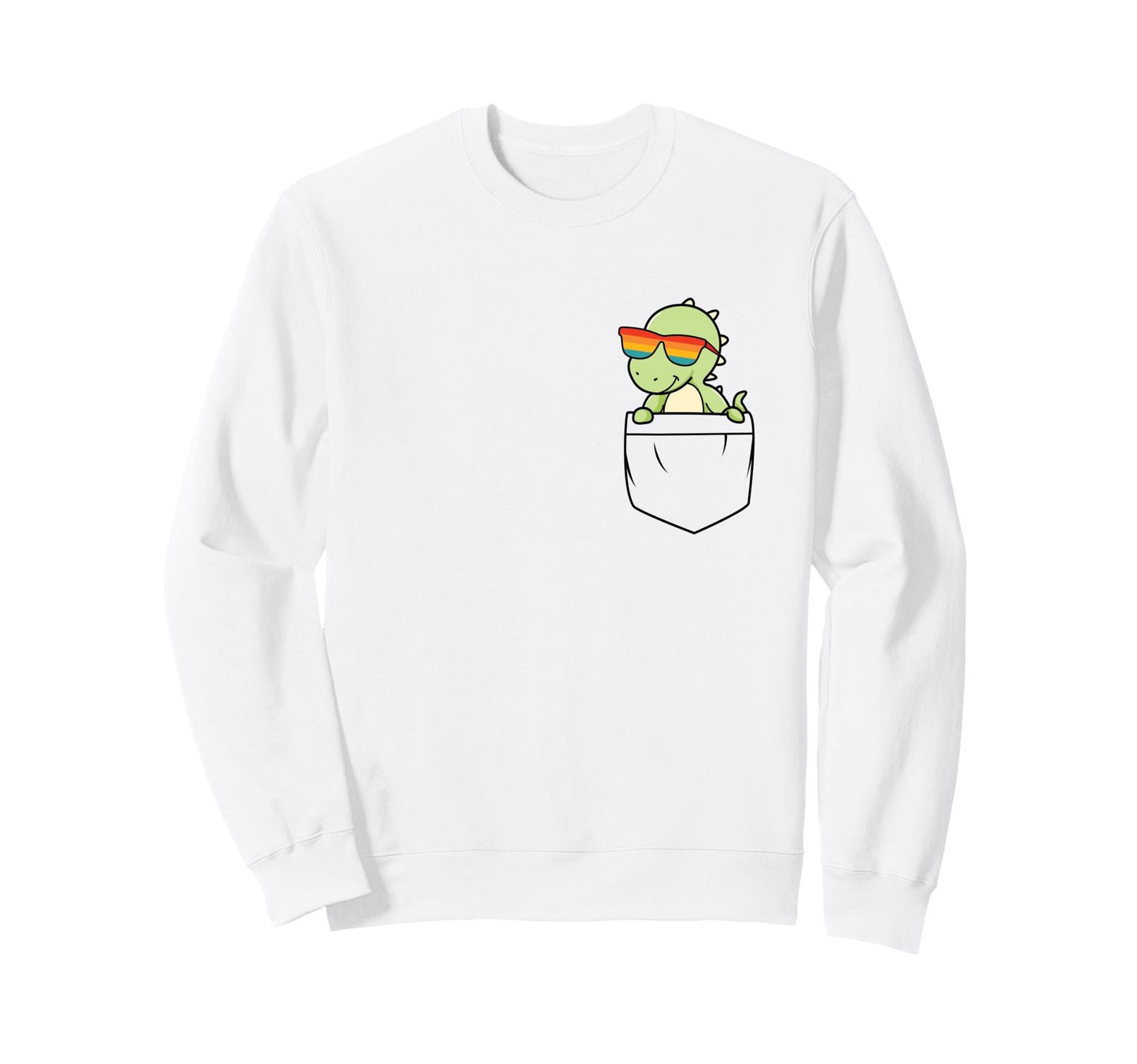 Dinosaur Pocket Funny Dino Rainbow Sweatshirt - Unique Graphic Men Women - T-Shirt, Sweatshirt, Hoodie