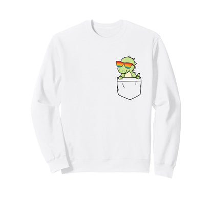 Dinosaur Pocket Funny Dino Rainbow Sweatshirt - Unique Graphic Men Women - T-Shirt, Sweatshirt, Hoodie