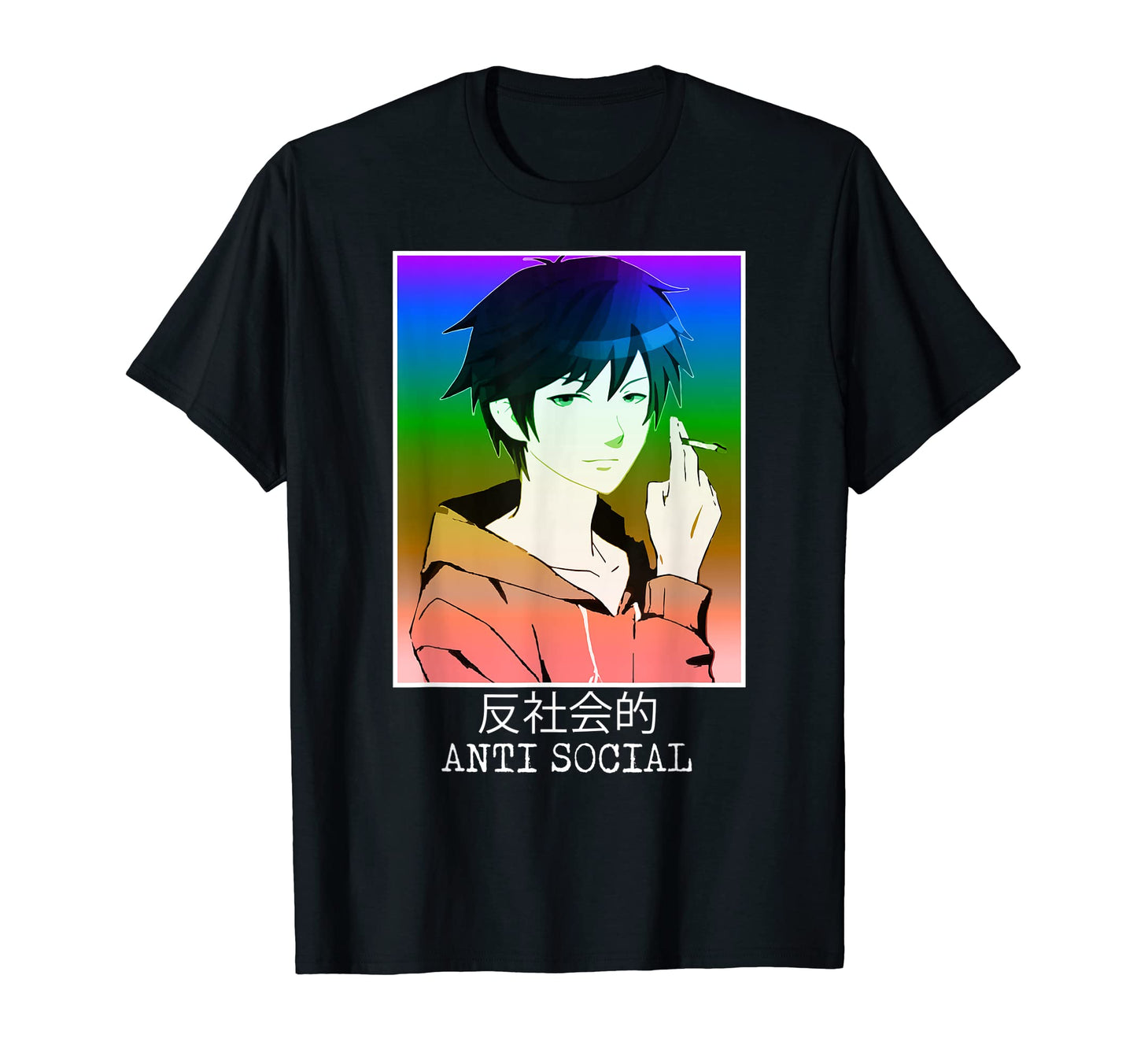 Smoking Anime Manga Vaporwave Aesthetic T-Shirt - Custom Art Print Unisex - T-Shirt, Sweatshirt, Hoodie