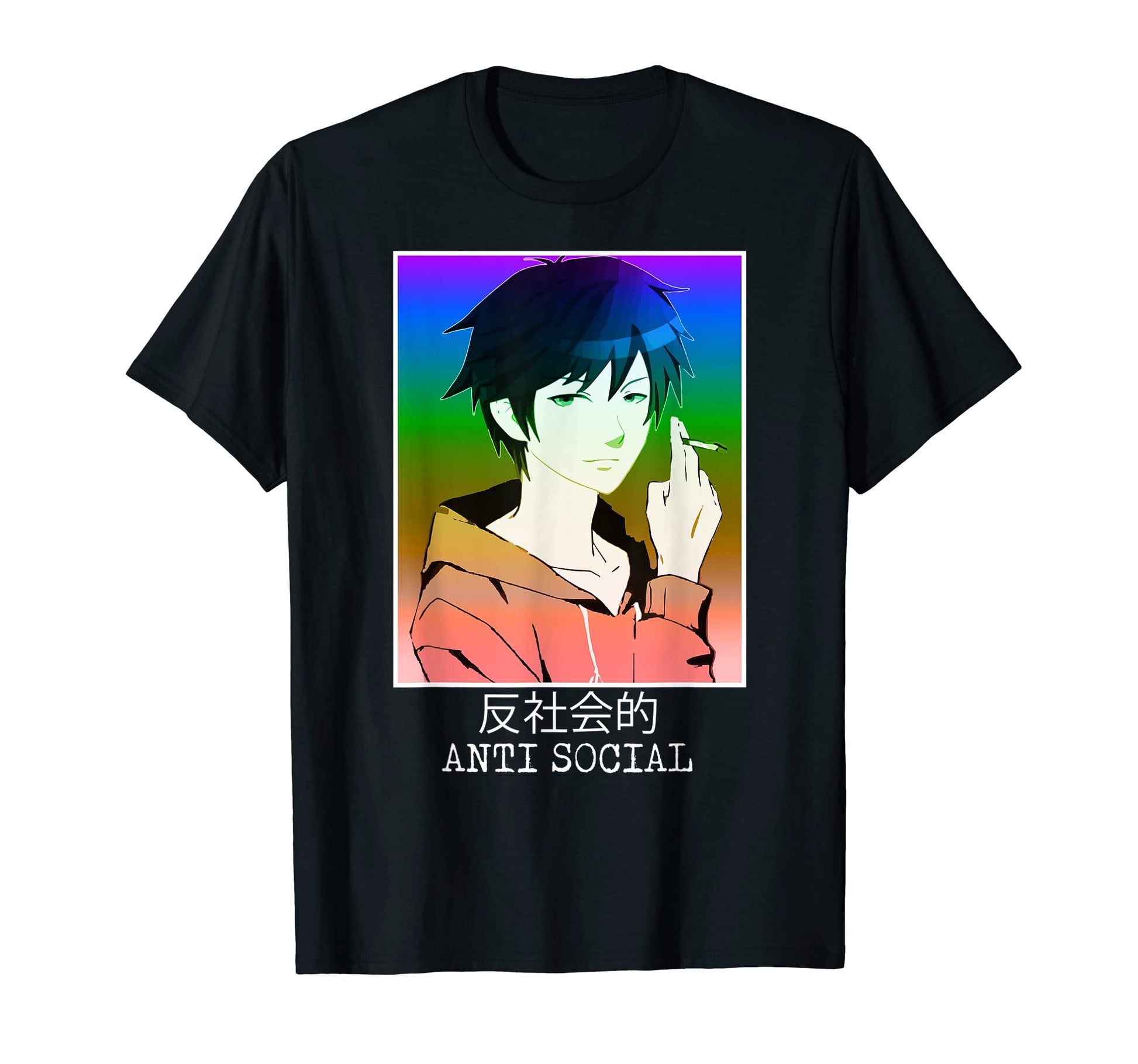 Smoking Anime Manga Vaporwave Aesthetic T-Shirt - Custom Art Print Unisex - T-Shirt, Sweatshirt, Hoodie